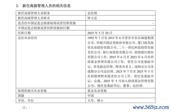 全国配资公司 钟文岳新任招商基金总经理 徐勇任期已满